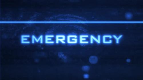 Videohive - Glowing Blue EMERGENCY Title Digital Bulletin Screen with Glitches and Distortion - 36066654 - 36066654