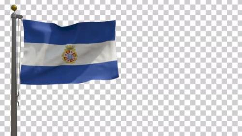 Videohive - Jerez de la Frontera City Flag (Spain) on Flagpole with Alpha Channel - 4K - 36076202 - 36076202