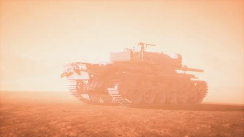 Videohive - World War II Tank in Desert in Sand Storm - 36082886 - 36082886