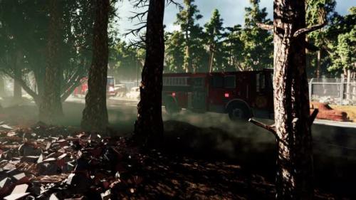 Videohive - Abandoned Road with Fire Engines - 24671235 - 24671235