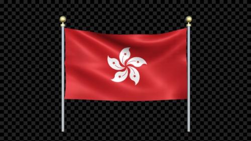 Videohive - Flag Of Hong Kong Waving In Double Pole Looped - 36086596 - 36086596