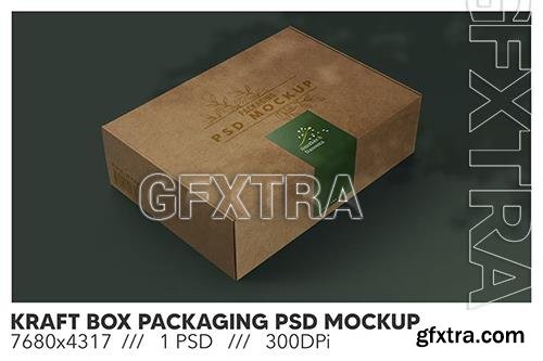 Kraft Box Packaging PSD Mockup 9KUMWSQ