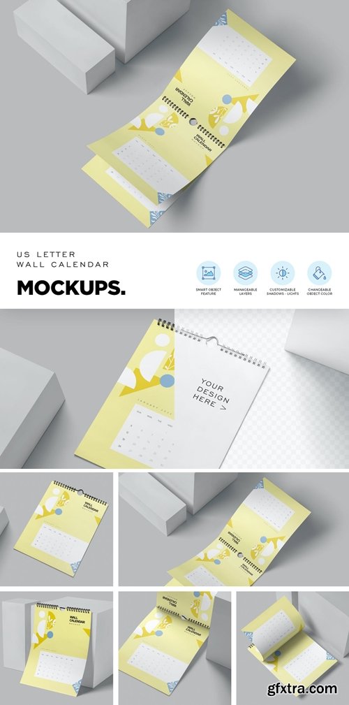 US Letter Size Wall Calendar Mockups