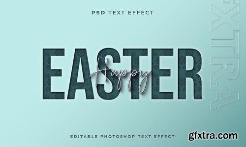 3d easter text effect with blue color psd