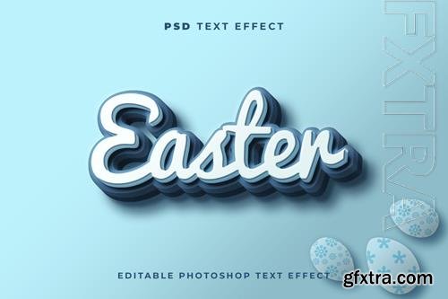 3d easter text effect template with blue color psd