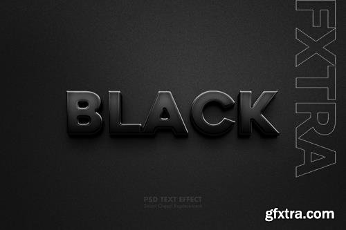 Black 3d text effect with texture psd