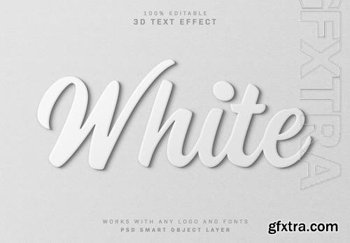 White 3d text effect with soft shadow mockup psd