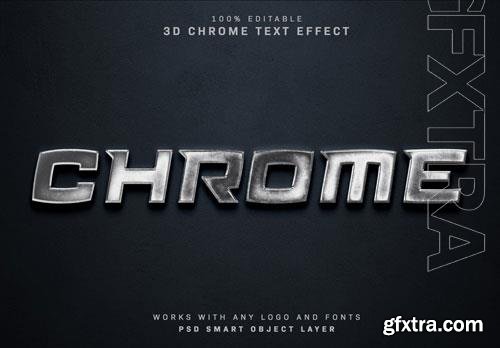 Chrome metal text effect mockup psd