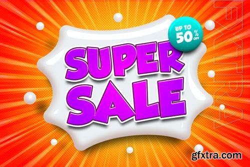 Super sale discount 3d text effect comic style psd