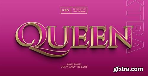 Queen luxury editable psd 3d text style effect