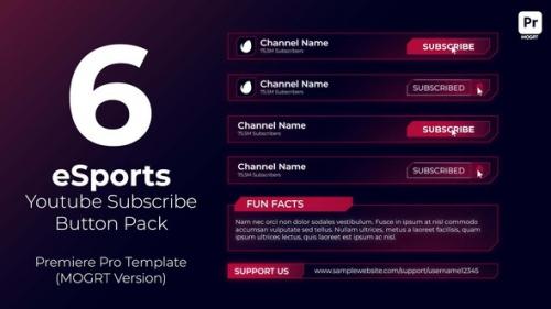 Videohive - eSports Youtube Subscribe Button Pack for Premiere Pro - 36107708 - 36107708