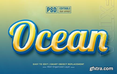 Ocean 3d style text effect editable template psd