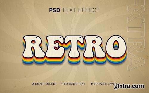 Editable text effect retro psd