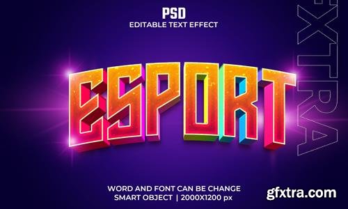 Esport colorful 3d editable text effect premium psd with background