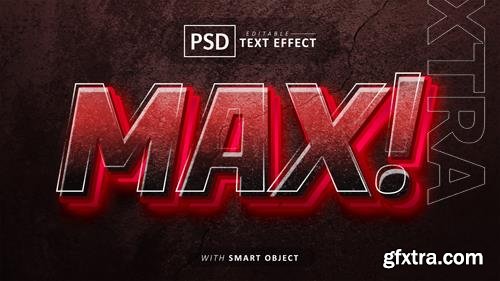 Red max 3d text effect editable psd