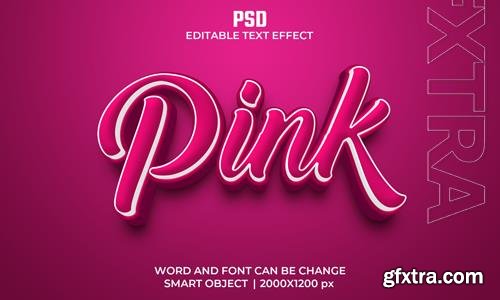 Pink color 3d editable text effect premium psd with background