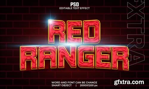 Red ranger 3d editable text effect premium psd with background