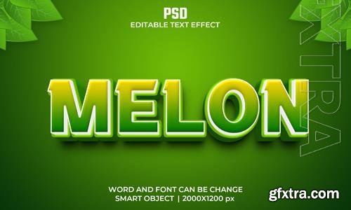 Melon 3d editable text effect premium psd with background