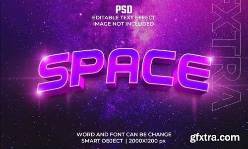 Space colorful 3d editable text effect premium psd with background