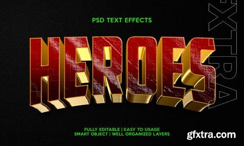 Heroes text effect template psd