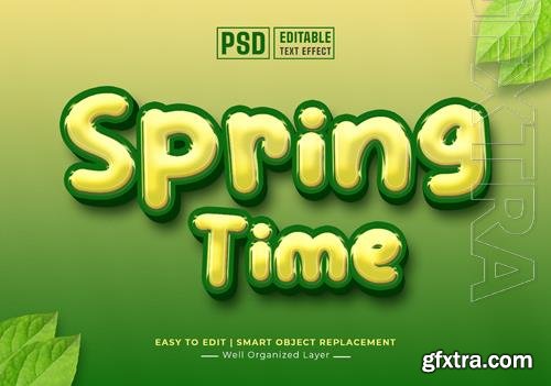 Modern spring time cartoon editable 3d text style effect psd