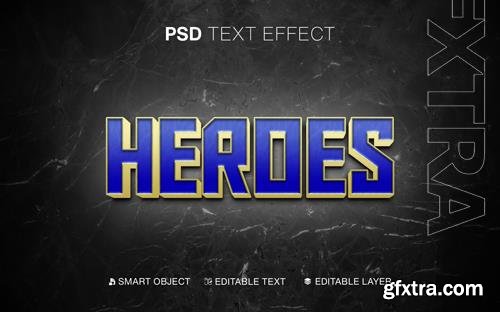 Heroes editable text effect 3d psd