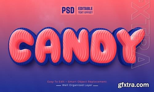 Candy 3d style editable text effect psd