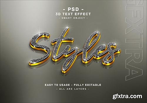 3d black glitter text style effect psd