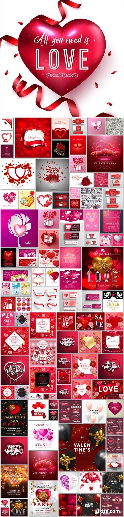 100 Bundle Happy Valentines Day, love, romance, hearts in vector vol 9