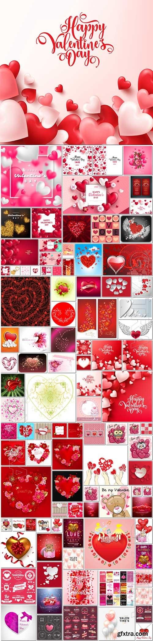 Bundle Happy Valentines Day, love, romance, hearts in vector vol 6