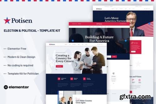 ThemeForest - Potisen v1.0.0 - Election & Political Campaign Elementor Template Kit - 36122305