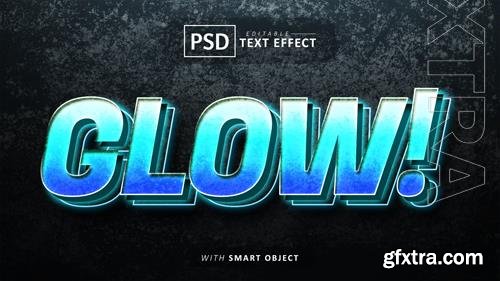 Blue glow 3d text effect editable psd