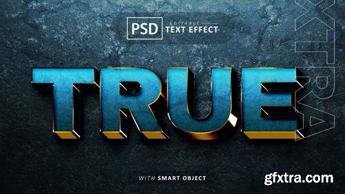 True blue 3d text effect editable psd