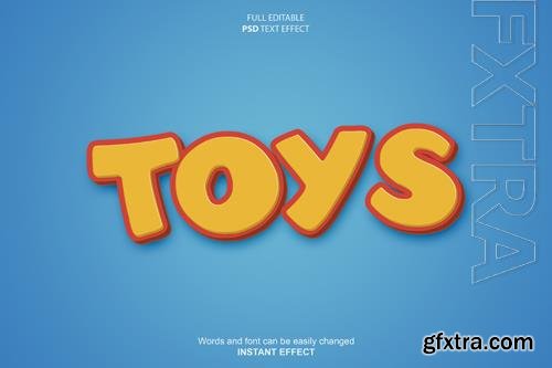 Toys 3d editable text effect with blue background psd