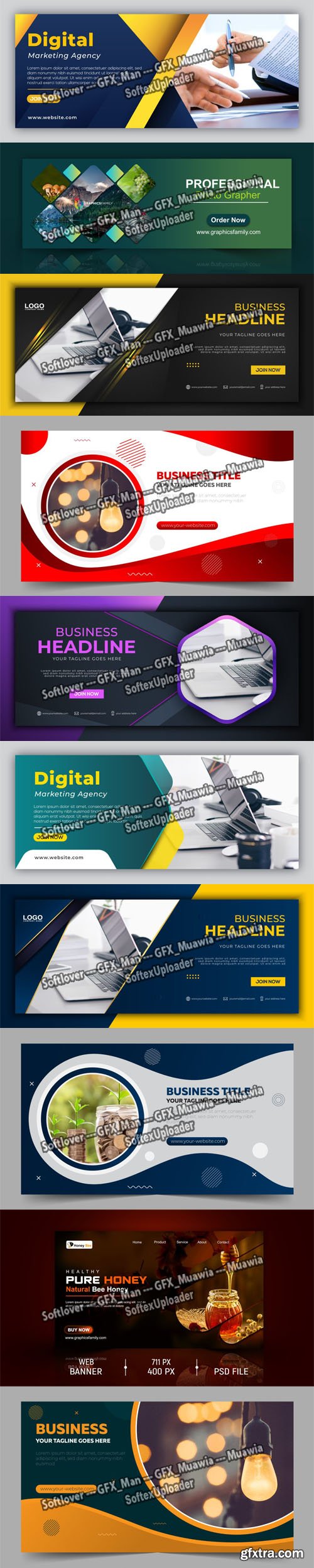 18 Professional Web Banners & Facebook Covers Templates Collection
