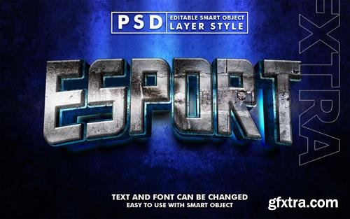 Esport 3d realistic text effect premium psd