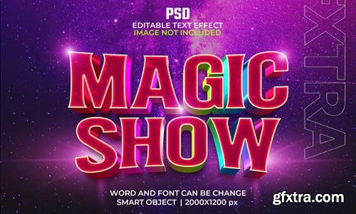 Magic show 3d editable text effect premium psd with background