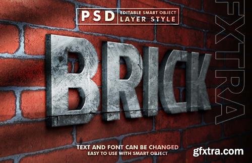 Brick 3d text effect editable text effect premium psd with smart object