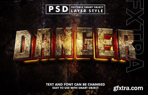 Danger 3d realistic text effect premium psd