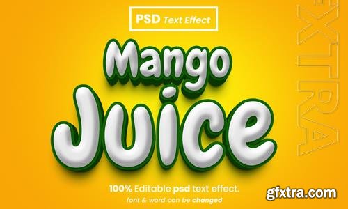Mango juice 3d editable premium psd text effect