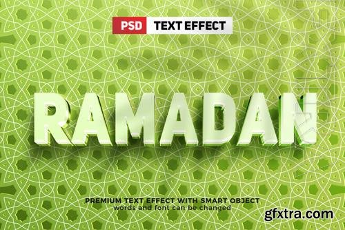 Modern ramadan 3d editable text effect style mock up logo template with green islamic pattern