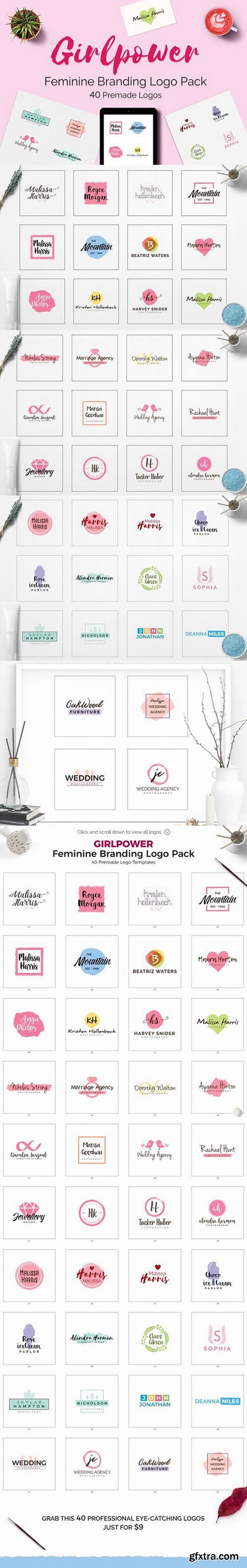 GIRLPOWER Feminine Branding Logo Set