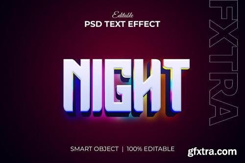 Colorful night 3d editable text effect mockup psd