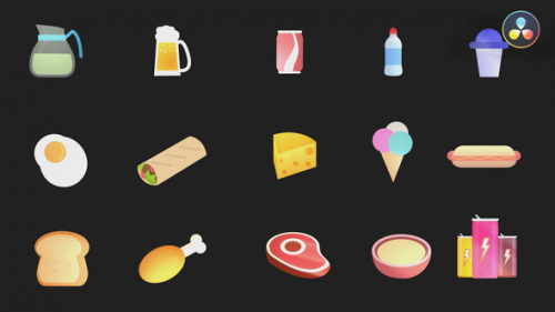 Videohive - Foods and Drinks Icon Pack - 36216407 - 36216407