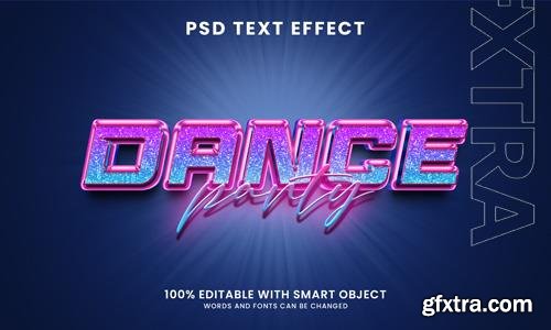 Dance party 3d editable text effect template psd