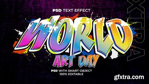 World art day text effect graffiti style editable text effect psd