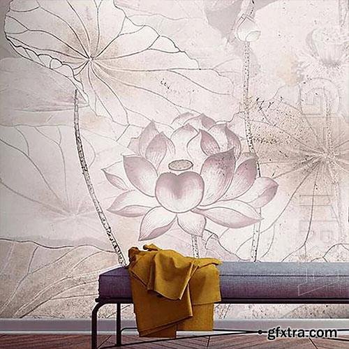 3D texture lotus flowers closeup