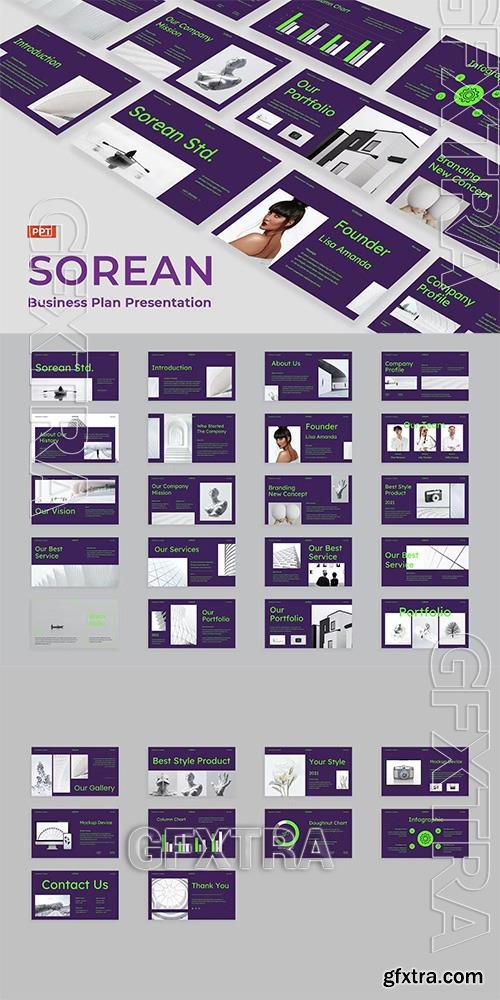 Clean Purple Green Simple Modern Corporate Profile Powerpoint, Keynote and Google Slides Templates