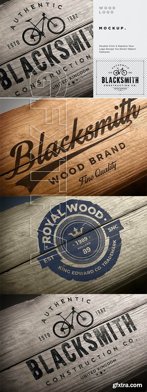 Old Grunge Wood Logo Mockup