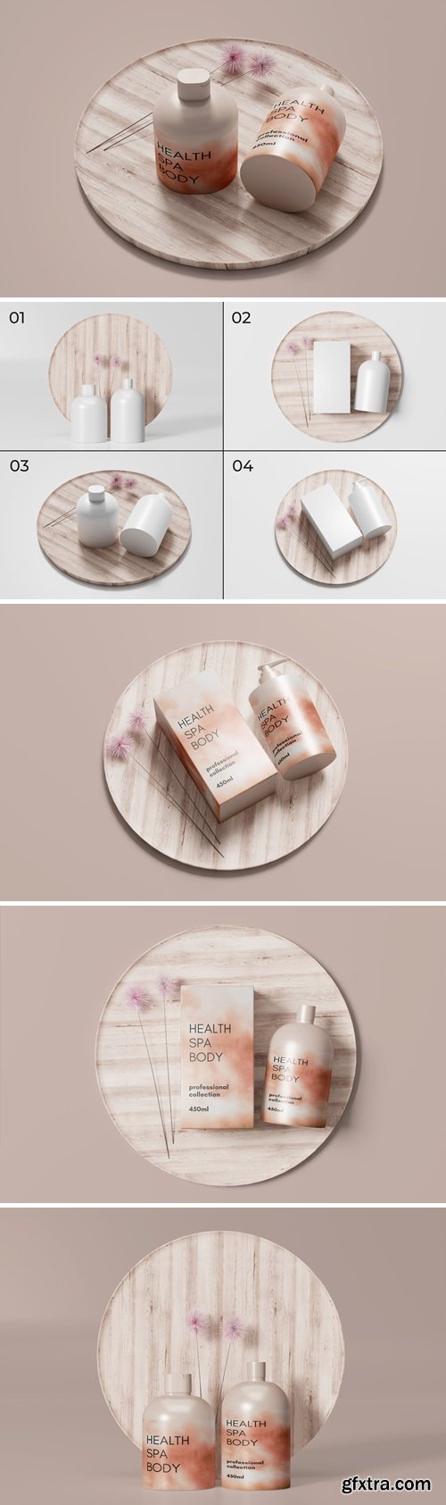 Cosmetics Bottle with Box Mockup Scene